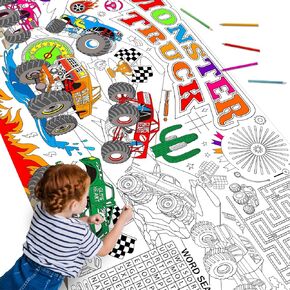 Monster Trucks Coloring Poster for Kids Giant Coloring Poster Large Coloring Tablecloth Jumbo Monster Truck Wheels Coloring Activities Books Supplies for Classroom Home Birthday Party Favor
