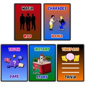 5-in-1 Party Games: Mafia War, 180 Crazy Charades, 150 Trivia Questions, Hilarious Story-Building, and Unheard Truth or Dare Challenges, up to 30 Players