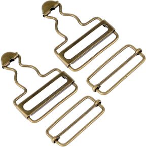 Jeffdad 2Pairs Metal Overall Buckles Suspender Buckle wif Adjustable Overall Bib Clips for Overall Bib Trousers Jeans Jacket