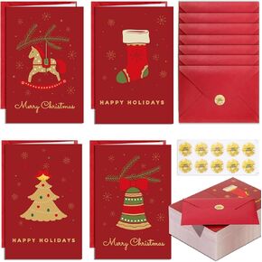 Lincia 120 Set Christmas Holiday Greeting Cards Assortment with Envelopes Stickers Christmas Gift Card Set Holder Vintage Christmas Cards Merry Christmas Cards with 120 Envelopes and 120 Cute Stickers
