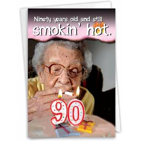 NobleWorks - 90th Milestone Happy Birthday Card - Funny Card for 90 Year Old, Senior Citizen Humor - Year Time Count 90 C9096MBG