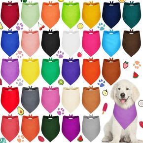 Saintrygo 30 Pcs Dog Bandanas Bulk Sublimation Dog Plain Bandanas Bulk for Christmas Birthday Dog Heat Transfer Triangle Scarf Washable Adjustable Bandana for Small Medium Large Pets Dogs(L)