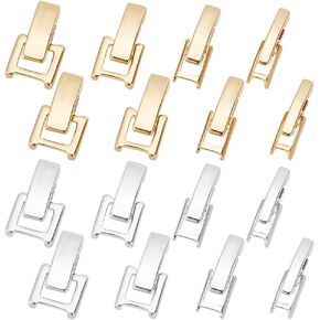 arricraft 16 Pcs 2 Colors 4 Sizes Brass Fold Over Clasps, Real 24k Gold Plated Foldover Extension Clasp Long-Lasting Plated Jewelry Extenders for Necklace Bracelet Jewelry Making