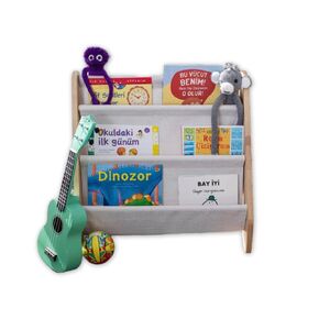 Montessori Book Shelf for Kids - Natural Wood Book Display, Children's Bookcase, Kids Room Organizer (M)