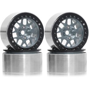 1.9 RC Crawler Beadlock Wheels Rims Aluminum Alloy 12mm Hex 1/10 Mud Slingers Hubs for 1:10 Rock Car Axial SCX10 Tamiya CC01 D90 RR10 RC4WD Gen8 Traxxas TRX4 1.9" Tires 4PCS (Red)