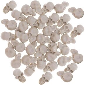 100pcs Miniature Halloween Figurines Skulls Heads Terrifying Skeleton Ornament Halloween Prank Props for DIY Halloween Crafts Bar Home Trick Toy Favors White