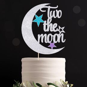 غلاف كعكة تو ذا مون - لوازم زينة حفلات عيد الميلاد الثاني لحفلة استقبال المولود الجديد (فضي) in Kuwait