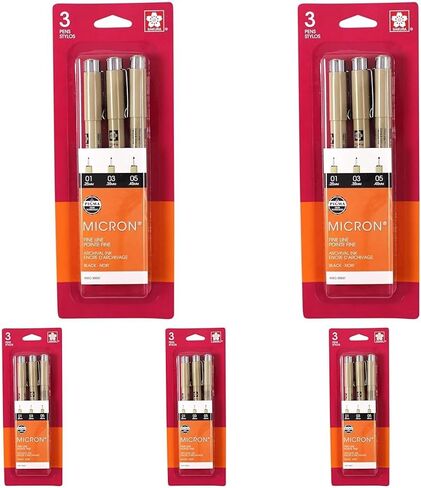 Sakura 30061 3-Piece Pigma Micron Blister Card Ink Pen Set, Black in Kuwait