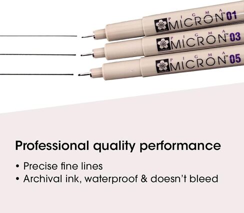 Sakura 30061 3-Piece Pigma Micron Blister Card Ink Pen Set, Black in Kuwait