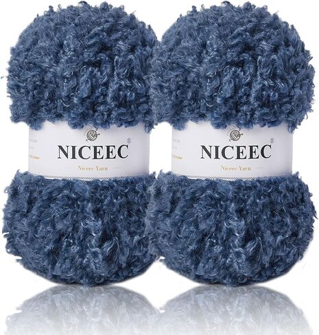NICEEC 2 Skeins Teddy Fur Yarn Super Soft Yarn Chunky Fluffy Faux Fur Yarn Fuzzy Yarn Eyelash Yarn for Crochet Knit -Total Length 2×50m(2×55yds,3.53oz×2)-Beige in Saudi Arabia