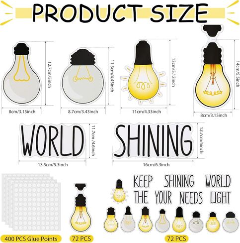 Karenhi 108 Pcs Light Bulb Bulletin Board Decoration Cutouts Set with Glue Point Keep Shining Motivational Banner Christmas Classroom Decor(Classic) in Kuwait