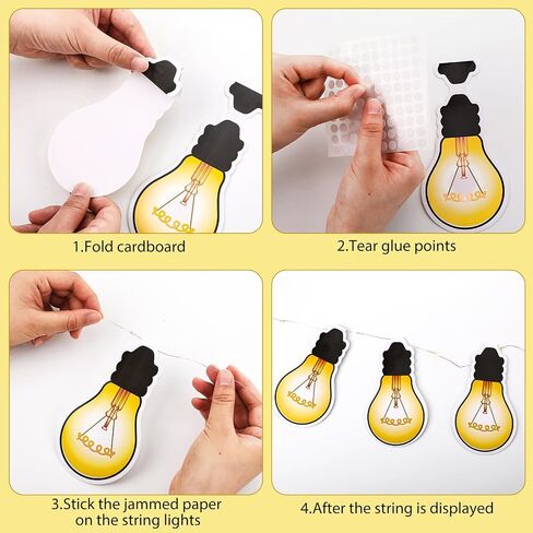 Karenhi 108 Pcs Light Bulb Bulletin Board Decoration Cutouts Set with Glue Point Keep Shining Motivational Banner Christmas Classroom Decor(Classic) in Kuwait