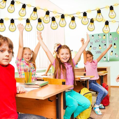Karenhi 108 Pcs Light Bulb Bulletin Board Decoration Cutouts Set with Glue Point Keep Shining Motivational Banner Christmas Classroom Decor(Classic) in Kuwait