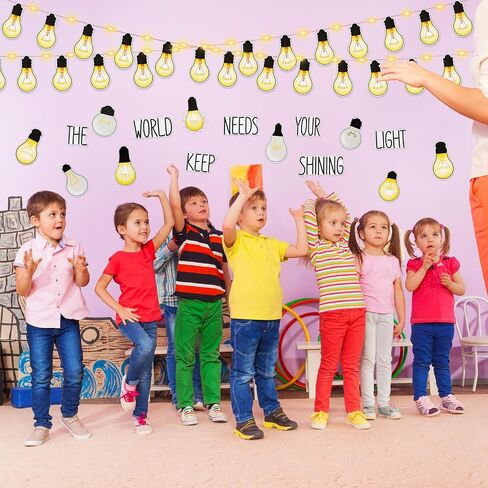 Karenhi 108 Pcs Light Bulb Bulletin Board Decoration Cutouts Set with Glue Point Keep Shining Motivational Banner Christmas Classroom Decor(Classic) in Kuwait