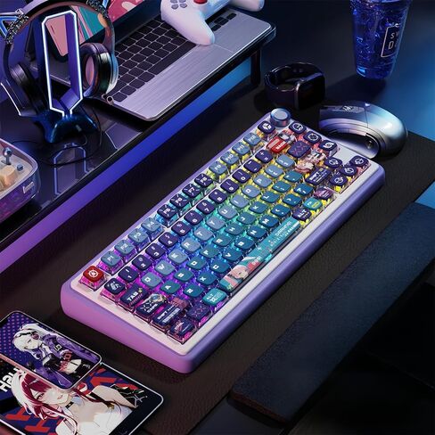 Pudding Keycaps PBT Keycaps تتألق من خلال أغطية المفاتيح الوردية ASA Profile 122 مفتاحًا مجموعة أغطية مفاتيح لطيفة مجموعة أغطية مفاتيح مخصصة توافق عالمي لـ 100%، 75%، 65%، 60% لوحة مفاتيح (هالة كهربائية) in Kuwait