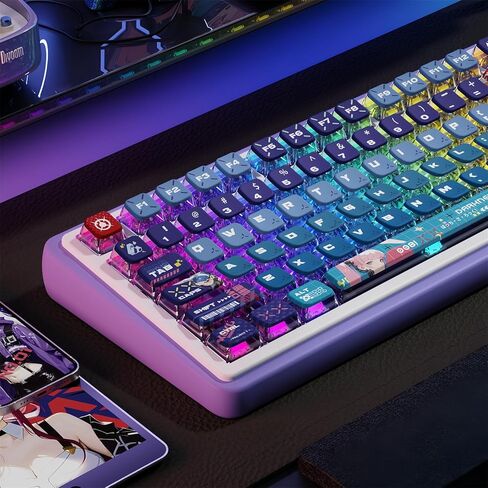 Pudding Keycaps PBT Keycaps تتألق من خلال أغطية المفاتيح الوردية ASA Profile 122 مفتاحًا مجموعة أغطية مفاتيح لطيفة مجموعة أغطية مفاتيح مخصصة توافق عالمي لـ 100%، 75%، 65%، 60% لوحة مفاتيح (هالة كهربائية) in Kuwait