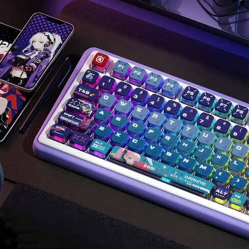 Pudding Keycaps PBT Keycaps تتألق من خلال أغطية المفاتيح الوردية ASA Profile 122 مفتاحًا مجموعة أغطية مفاتيح لطيفة مجموعة أغطية مفاتيح مخصصة توافق عالمي لـ 100%، 75%، 65%، 60% لوحة مفاتيح (هالة كهربائية) in Kuwait