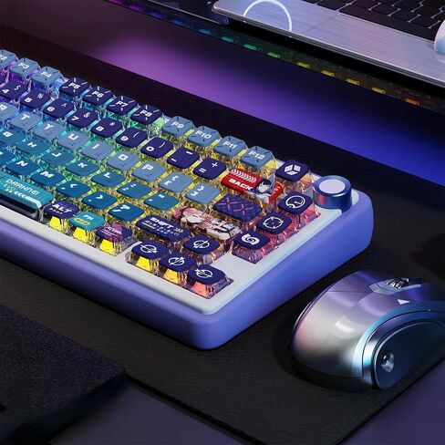 Pudding Keycaps PBT Keycaps تتألق من خلال أغطية المفاتيح الوردية ASA Profile 122 مفتاحًا مجموعة أغطية مفاتيح لطيفة مجموعة أغطية مفاتيح مخصصة توافق عالمي لـ 100%، 75%، 65%، 60% لوحة مفاتيح (هالة كهربائية) in Kuwait