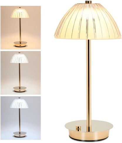 Table Bedside Lamp for Bedroom with Touch Sensor,3 Color Dimmable Cordless Desk Lamp(White/Warm/Natural),USB Rechargeable Nightstand Lamp for Kids Room,Living Room,Bedroom,Study,Office(Gold) in Saudi Arabia