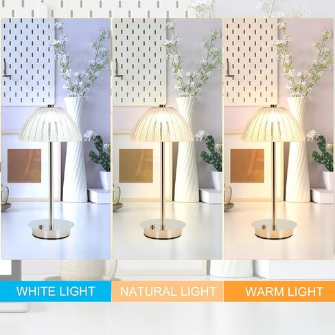 Table Bedside Lamp for Bedroom with Touch Sensor,3 Color Dimmable Cordless Desk Lamp(White/Warm/Natural),USB Rechargeable Nightstand Lamp for Kids Room,Living Room,Bedroom,Study,Office(Gold) in Saudi Arabia