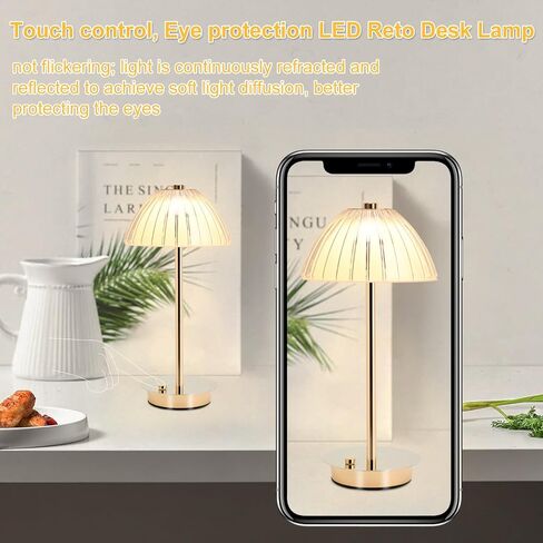 Table Bedside Lamp for Bedroom with Touch Sensor,3 Color Dimmable Cordless Desk Lamp(White/Warm/Natural),USB Rechargeable Nightstand Lamp for Kids Room,Living Room,Bedroom,Study,Office(Gold) in Saudi Arabia