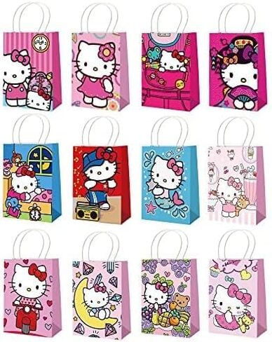movie watching mug 24pcs Pink Paper Gift Bags Party Supplies 12 Pattern Candy Bags with Handles Reusable Goodie Bagsfor Birthday Party Wedding Baby Shower Shopping & Party Supplies in Saudi Arabia