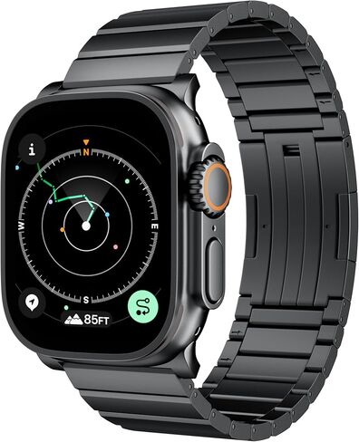 LULULOOK Titanium Band for Apple Watch Ultra 2/Ultra 49mm, DLC Scratch-resistant Coating Adjustable Replacement Smartwatch Strap w/Foldover Clasp for Men in Saudi Arabia
