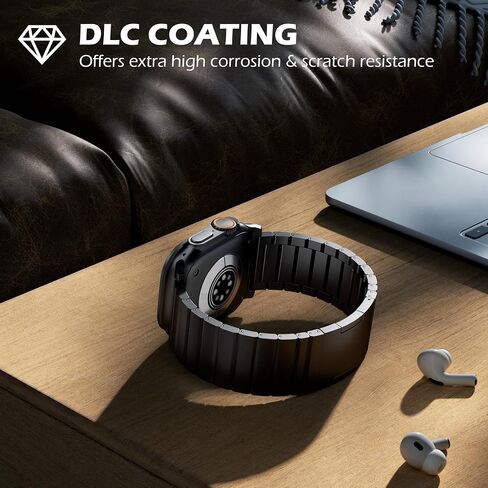LULULOOK Titanium Band for Apple Watch Ultra 2/Ultra 49mm, DLC Scratch-resistant Coating Adjustable Replacement Smartwatch Strap w/Foldover Clasp for Men in Saudi Arabia