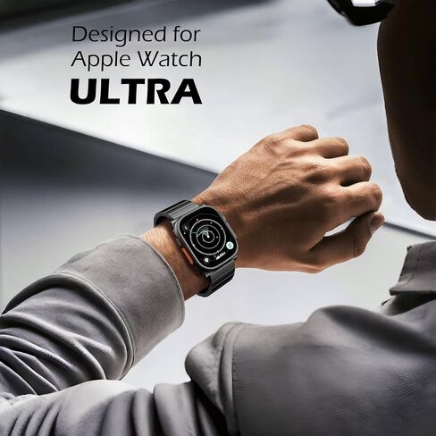 LULULOOK Titanium Band for Apple Watch Ultra 2/Ultra 49mm, DLC Scratch-resistant Coating Adjustable Replacement Smartwatch Strap w/Foldover Clasp for Men in Saudi Arabia