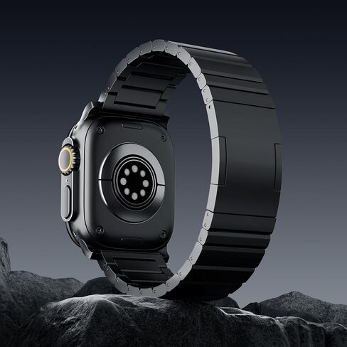 LULULOOK Titanium Band for Apple Watch Ultra 2/Ultra 49mm, DLC Scratch-resistant Coating Adjustable Replacement Smartwatch Strap w/Foldover Clasp for Men in Saudi Arabia