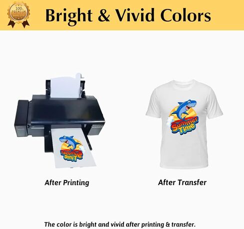 TransOurDream Iron on Heat Transfer Paper for Heat Press (25 Sheets, 8.5x11, Dark 6.0) Printable HTV Heat Transfer Vinyl for T Shirts,Inkjet Printer (TRANS-D6-20) in Kuwait