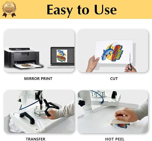 TransOurDream Iron on Heat Transfer Paper for Heat Press (25 Sheets, 8.5x11, Dark 6.0) Printable HTV Heat Transfer Vinyl for T Shirts,Inkjet Printer (TRANS-D6-20) in Kuwait