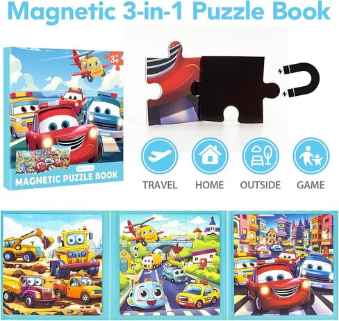Magnetic Puzzles for Toddlers 3-5, 9-12-16 Pieces Car Puzzles for Kids Ages 4-6 Kids Puzzles Educational Learning Magnet Travel Puzzles Road Trip Activities Toys for 2 3 4 5 6 Year Old Boys and Girls in Saudi Arabia