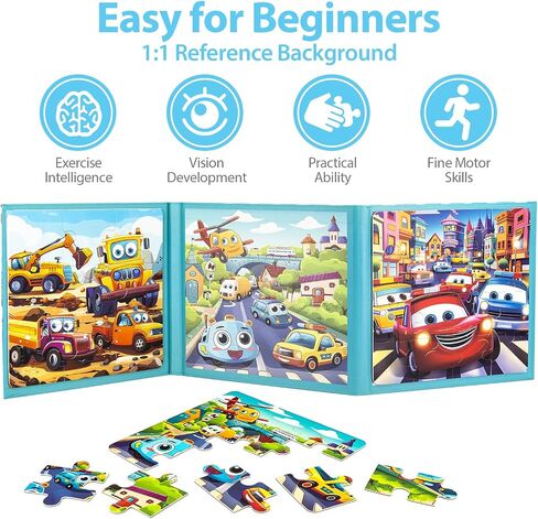 Magnetic Puzzles for Toddlers 3-5, 9-12-16 Pieces Car Puzzles for Kids Ages 4-6 Kids Puzzles Educational Learning Magnet Travel Puzzles Road Trip Activities Toys for 2 3 4 5 6 Year Old Boys and Girls in Saudi Arabia