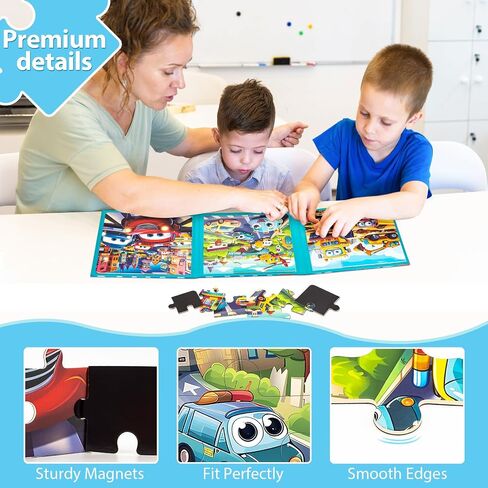 Magnetic Puzzles for Toddlers 3-5, 9-12-16 Pieces Car Puzzles for Kids Ages 4-6 Kids Puzzles Educational Learning Magnet Travel Puzzles Road Trip Activities Toys for 2 3 4 5 6 Year Old Boys and Girls in Saudi Arabia