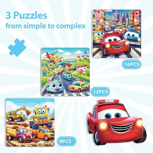 Magnetic Puzzles for Toddlers 3-5, 9-12-16 Pieces Car Puzzles for Kids Ages 4-6 Kids Puzzles Educational Learning Magnet Travel Puzzles Road Trip Activities Toys for 2 3 4 5 6 Year Old Boys and Girls in Saudi Arabia