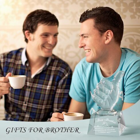 Crystal Award Trophy with Thumbs Up, Best Brother Gift from Sister, Hand Gesture Sculptures and Statues, Glass Paperweight Gifts for Brother Adult Friend Birthday in Kuwait