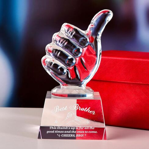 Crystal Award Trophy with Thumbs Up, Best Brother Gift from Sister, Hand Gesture Sculptures and Statues, Glass Paperweight Gifts for Brother Adult Friend Birthday in Kuwait