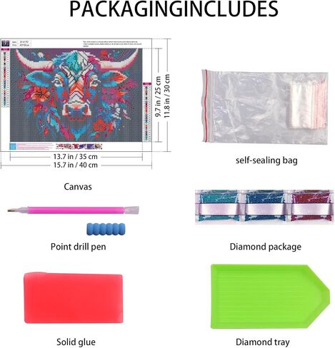 Diamond Art Kits for Adults 5D Round Diamond Art Painting Kit DIY Diamond Gemstone Painitng Kits Full Drill Diamond Home Wall Decoration Painting for Beginners Adults（12x16 Inch/30x40cm,Cow in Saudi Arabia