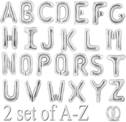 52 Pcs Gold Letter Balloons Foil Alphabet A to Z Balloons DIY Personalized Phrase Banner for Baby Shower Wedding Party Supplies Custom Decor 16 Inch in Saudi Arabia