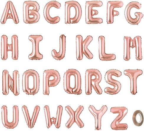 52 Pcs Gold Letter Balloons Foil Alphabet A to Z Balloons DIY Personalized Phrase Banner for Baby Shower Wedding Party Supplies Custom Decor 16 Inch in Saudi Arabia