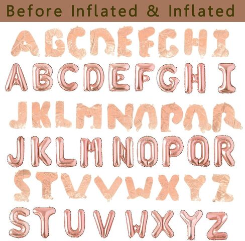 52 Pcs Gold Letter Balloons Foil Alphabet A to Z Balloons DIY Personalized Phrase Banner for Baby Shower Wedding Party Supplies Custom Decor 16 Inch in Saudi Arabia