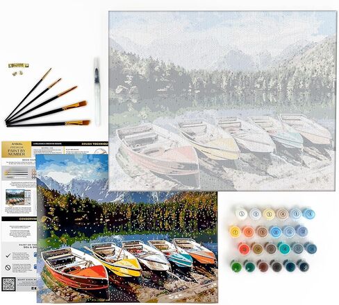 طلاء ArtSkills بالأرقام للبالغين، عبوة من قطعتين، 40.64 سم × 50.8 سم، طلاء قماشي ممتد بالأرقام مع دهانات أكريليك فاخرة وفرش طلاء، حيوانات ملونة in Kuwait