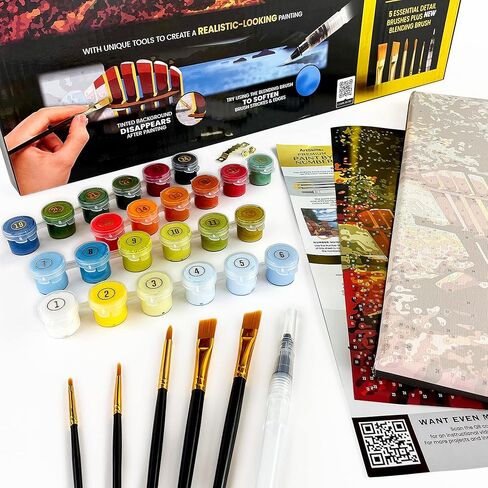 طلاء ArtSkills بالأرقام للبالغين، عبوة من قطعتين، 40.64 سم × 50.8 سم، طلاء قماشي ممتد بالأرقام مع دهانات أكريليك فاخرة وفرش طلاء، حيوانات ملونة in Kuwait