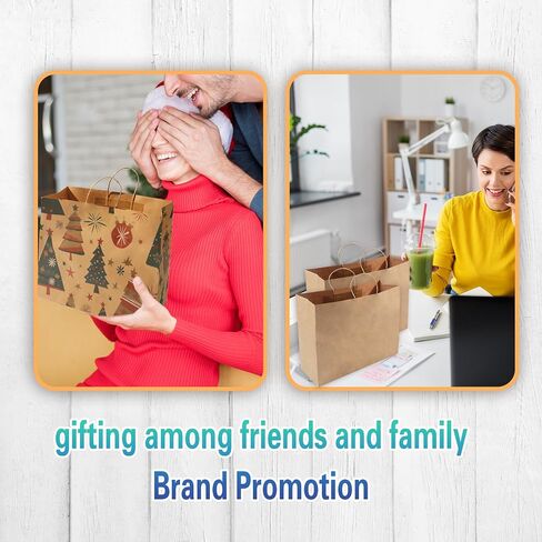 HAPPY CHEERS Kraft Paper Gift Bags,80 Pack Large Paper Bags with handles,16x6x12 Inches Thick Large Paper Shopping Bags for Boutique,Christmas Design in Saudi Arabia