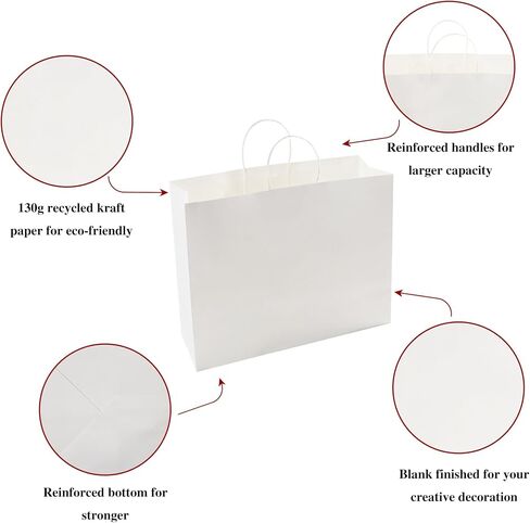 HAPPY CHEERS Kraft Paper Gift Bags,80 Pack Large Paper Bags with handles,16x6x12 Inches Thick Large Paper Shopping Bags for Boutique,Christmas Design in Saudi Arabia