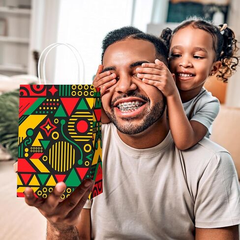 24 قطعة من أكياس هدايا شهر التاريخ الأسود مع مقابض من BOLLBAY - أكياس هدايا ورقية Happy Juneteenth، حقائب هدايا Kwanzaa African BHM الجديرة بالاهتمام لمهرجان الذكرى السنوية لعيد الحرية في 19 يونيو in Saudi Arabia