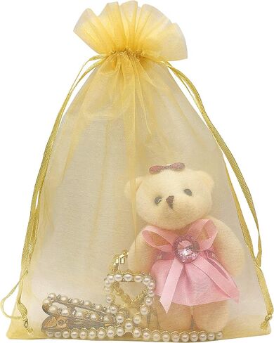100pcs Gold Organza Bags 6X9 Inch Mesh Drawstring Pouch Gift Bags for Wedding Party Favor Jewelry Bags in Kuwait