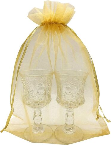 100pcs Gold Organza Bags 6X9 Inch Mesh Drawstring Pouch Gift Bags for Wedding Party Favor Jewelry Bags in Kuwait