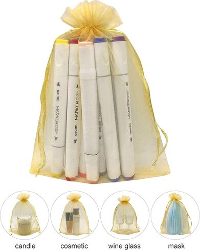 100pcs Gold Organza Bags 6X9 Inch Mesh Drawstring Pouch Gift Bags for Wedding Party Favor Jewelry Bags in Kuwait